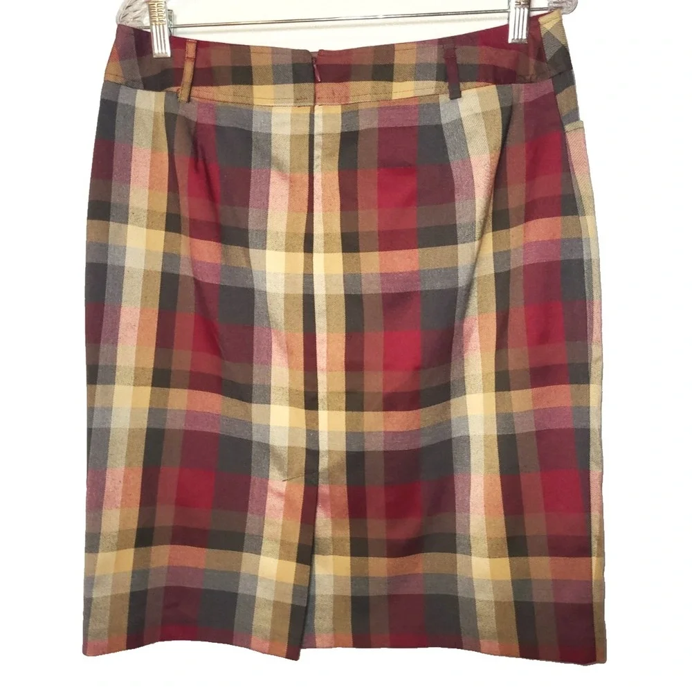 Established 1962 Plaid Pencil Skirt Rear Zipper Size 12 Preppy Career‎ Holiday